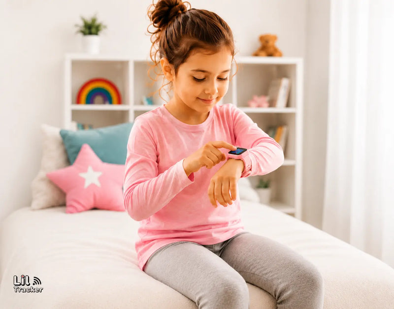 Autistic child feeling comfortable wearing a Lil Tracker GPS safety watch