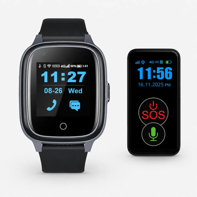 GPS tracking pendant and Senior GPS Tracker Watch Pro for seniors and caregivers