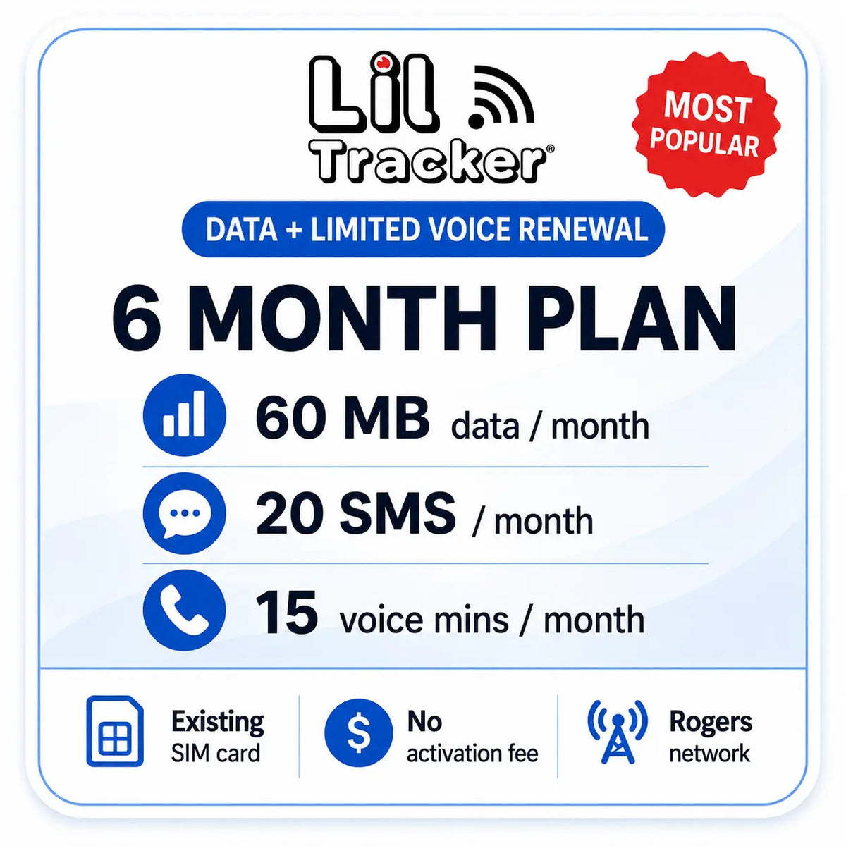 Forfait SIM Lil Tracker : Données + Voix limitée
