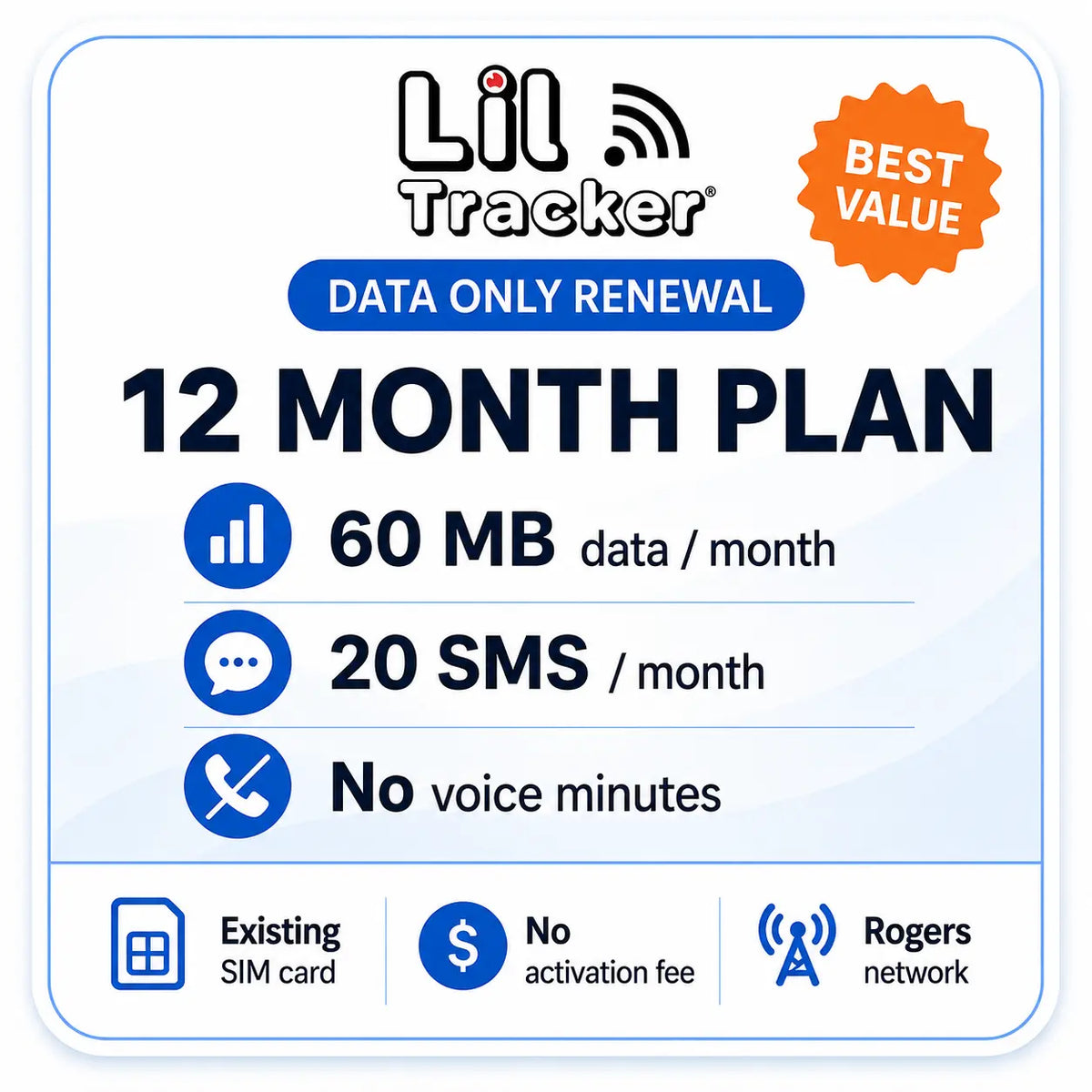 Forfait SIM Lil Tracker : Données uniquement