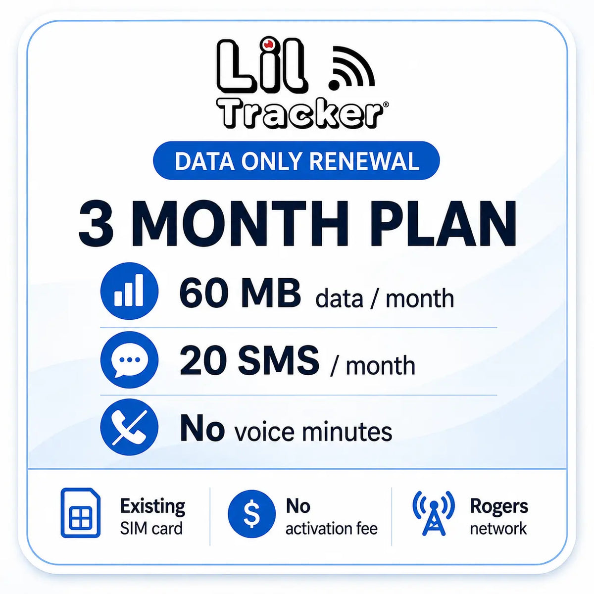 Forfait SIM Lil Tracker : Données uniquement