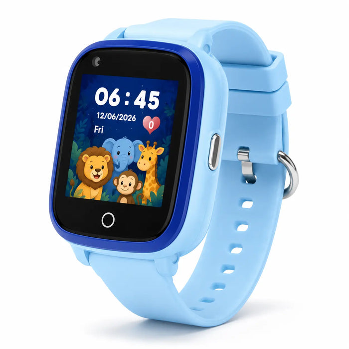 Blue Lil Tracker Kids smartwatch with a colorful display on a white background