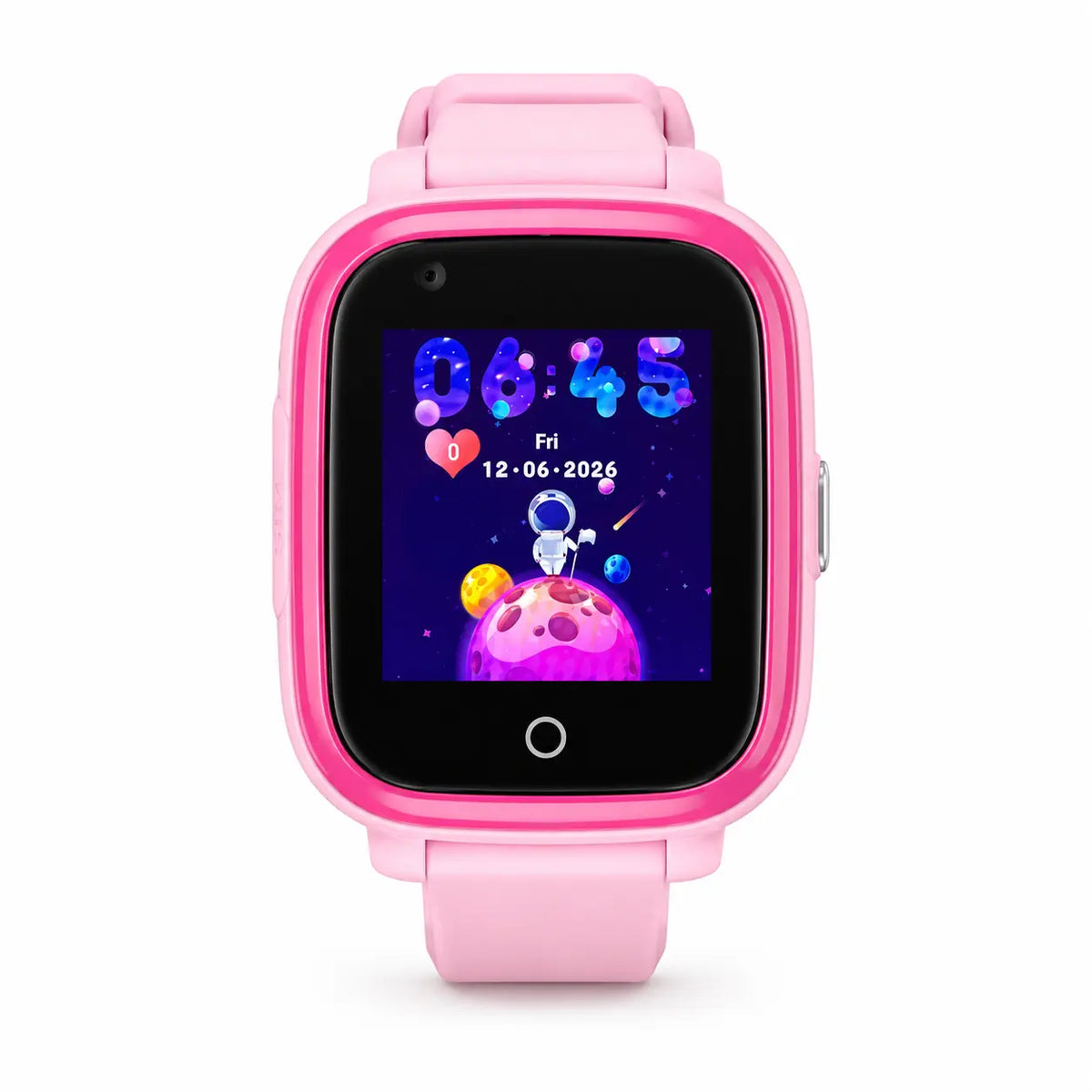 Pink Lil Tracker smartwatch with a colorful display on a white background