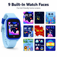 Lil Tracker smartwatch with 9 built-in watch faces displayed on a white background
