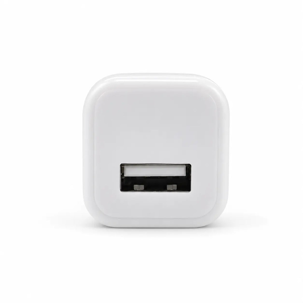 Front view of USB wall power adapter with USB-A port